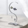 Sculpture abstraite en métal fait main gris chrome