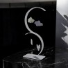 Sculpture abstraite en métal fait main gris chrome