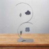 Sculpture abstraite en métal fait main gris chrome