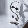 Sculpture abstraite en métal fait main gris chrome