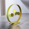 Sculpture abstraite métal vert anis
