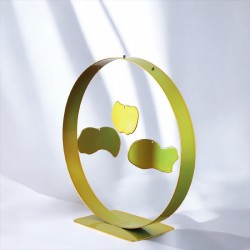 Sculpture abstraite métal vert anis