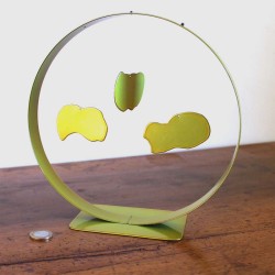 Sculpture abstraite métal vert anis