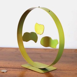 Sculpture abstraite métal vert anis
