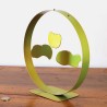Sculpture abstraite métal vert anis