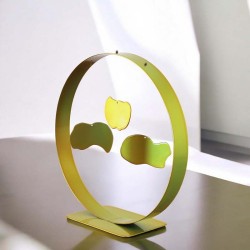 Sculpture abstraite métal vert anis