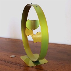 Sculpture abstraite métal vert anis