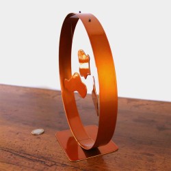 Sculpture abstraite métal orange