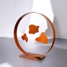 Sculpture abstraite métal orange