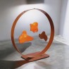 Sculpture abstraite métal orange