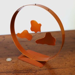 Sculpture abstraite métal orange