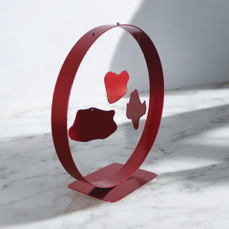 Sculpture abstraite métal rouge