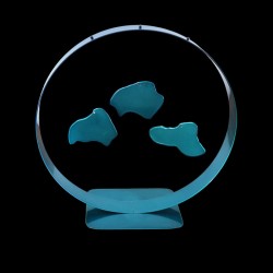 Sculpture abstraite métal bleu turquoise