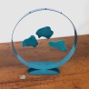 Sculpture abstraite métal bleu turquoise