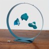 Sculpture abstraite métal bleu turquoise