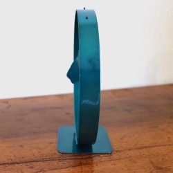 Sculpture abstraite métal bleu turquoise
