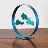 Sculpture abstraite métal bleu turquoise
