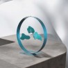 Sculpture abstraite métal bleu turquoise