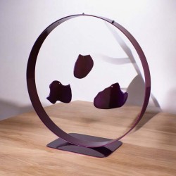 Sculpture abstraite métal violet
