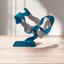 sculpture métal ruban torsadé turquoise