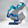 sculpture métal ruban torsadé turquoise marine