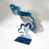 sculpture métal ruban torsadé turquoise marine