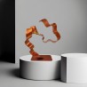sculpture abstraite métal orange