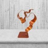 sculpture abstraite métal orange
