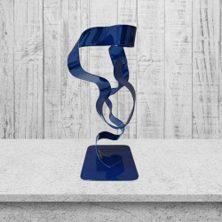 sculpture abstraite métal bleu marine