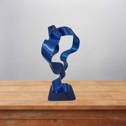 sculpture abstraite métal bleu marine