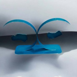 sculpture abstraite métal bleu turquoise