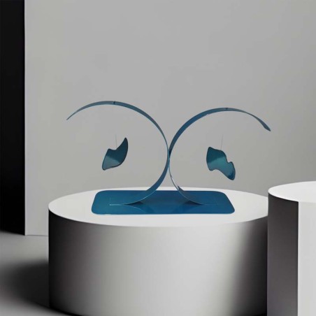 sculpture abstraite métal bleu turquoise sculpture abstraite métal bleu turquoise