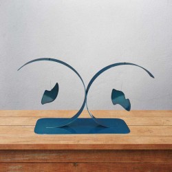 sculpture abstraite métal bleu turquoise