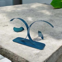 sculpture abstraite métal bleu turquoise