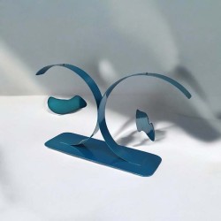 sculpture abstraite métal bleu turquoise