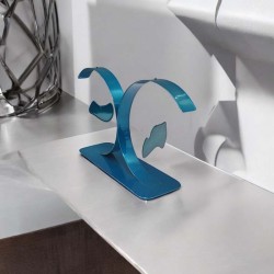 sculpture abstraite métal bleu turquoise
