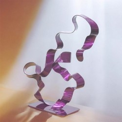 sculpture abstraite métal violet