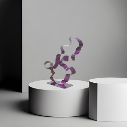 sculpture abstraite métal violet