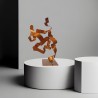 sculpture abstraite métal orange
