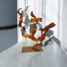 sculpture abstraite métal orange