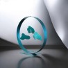 Sculpture abstraite métal bleu turquoise