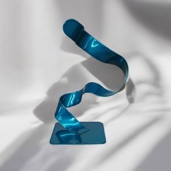 Sculpture abstraite en métal bleu turquoise