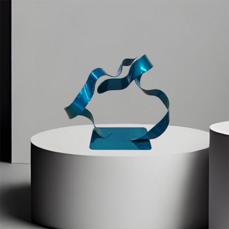 sculpture abstraite métal bleu turquoise sculpture abstraite métal bleu turquoise