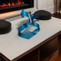 sculpture abstraite métal bleu turquoise