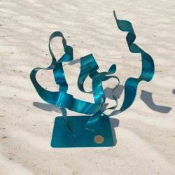 sculpture abstraite métal bleu turquoise