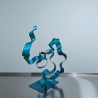 sculpture abstraite métal bleu turquoise
