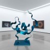 sculpture abstraite métal bleu turquoise