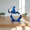 sculpture abstraite métal bleu