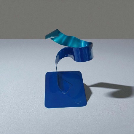 sculpture abstraite métal bleu marine et turquoise sculpture abstraite métal bleu marine et turquoise