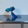 sculpture abstraite métal bleu marine et turquoise